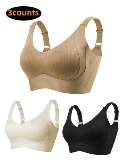 💕Women's Ribbed Push Up Adjustable Wireless Bra