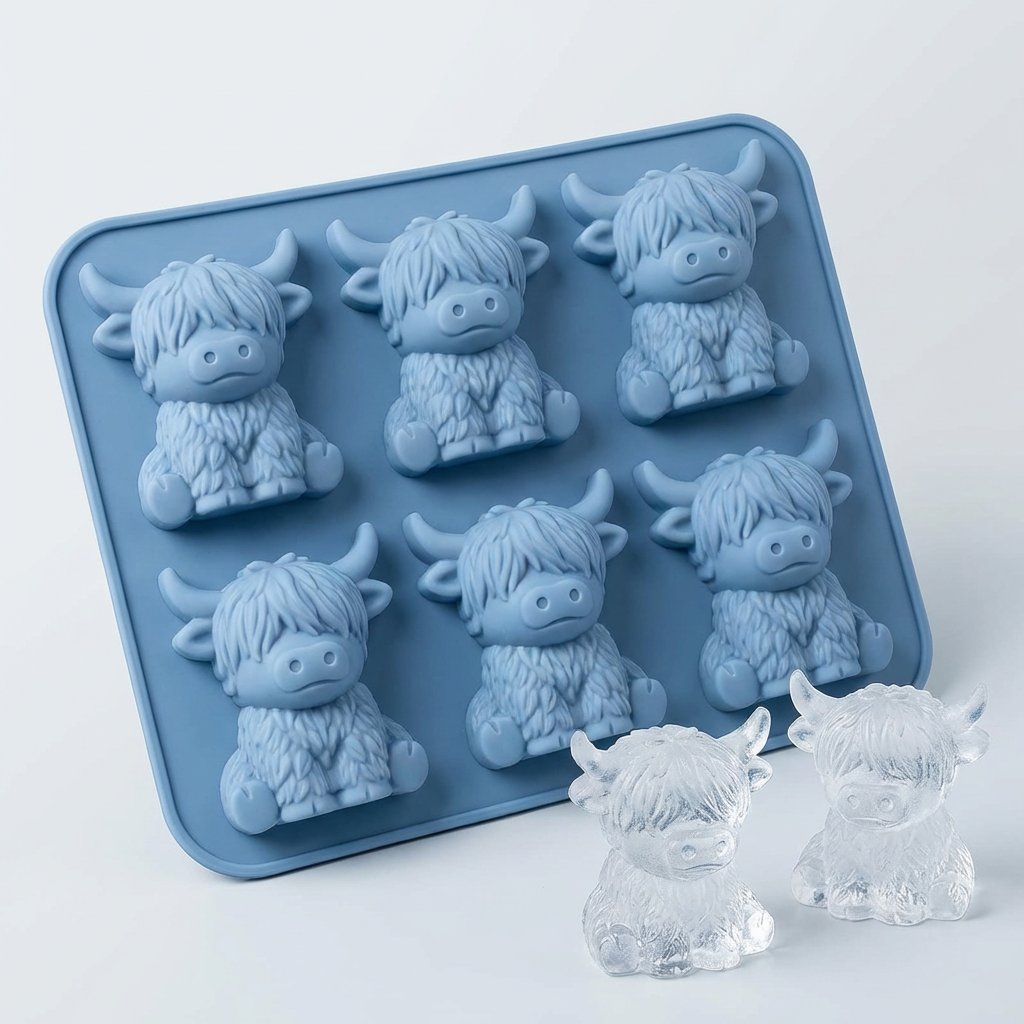 ⏳Last Day Special Price ￡6.99!!🐮 Mini Highland Cow Ice Cube Mold – Cute 3D Ice for Drinks, Parties & Gifts– UK Ready! 🇬🇧