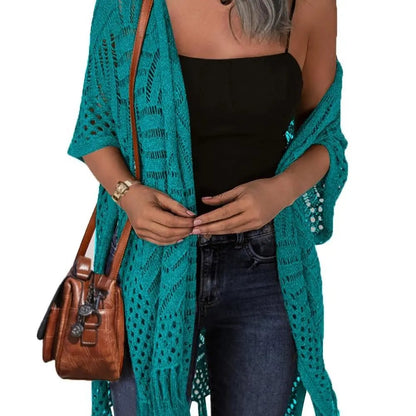 🔥 LIMITED-TIME Just £15.99!!😍Women’s Oversized Knit Cardigan – Lightweight Crochet Tassel Kimono for Spring & Summer 🌸
