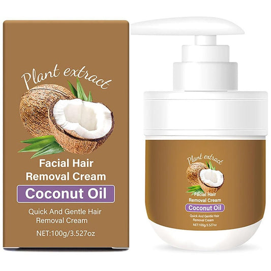 🧼 🧖‍♀️Coconut Oil Facial & Body Hair Removal Cream – Gentle & Moisturizing💧💧