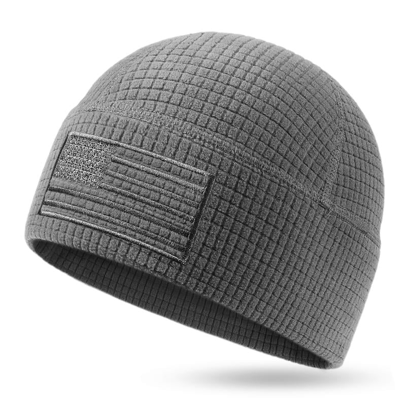 Vintage Union Jack Waffle-Knit Beanie – Distressed Aesthetic, All-Day Comfort