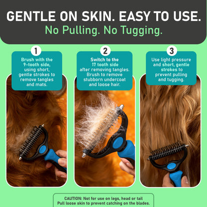 🔥Last Day 50% OFF🔥Professional Double-Sided Pet Grooming Rake ✨ Undercoat Deshedding Tool for Dogs & Cats 🐶🐱
