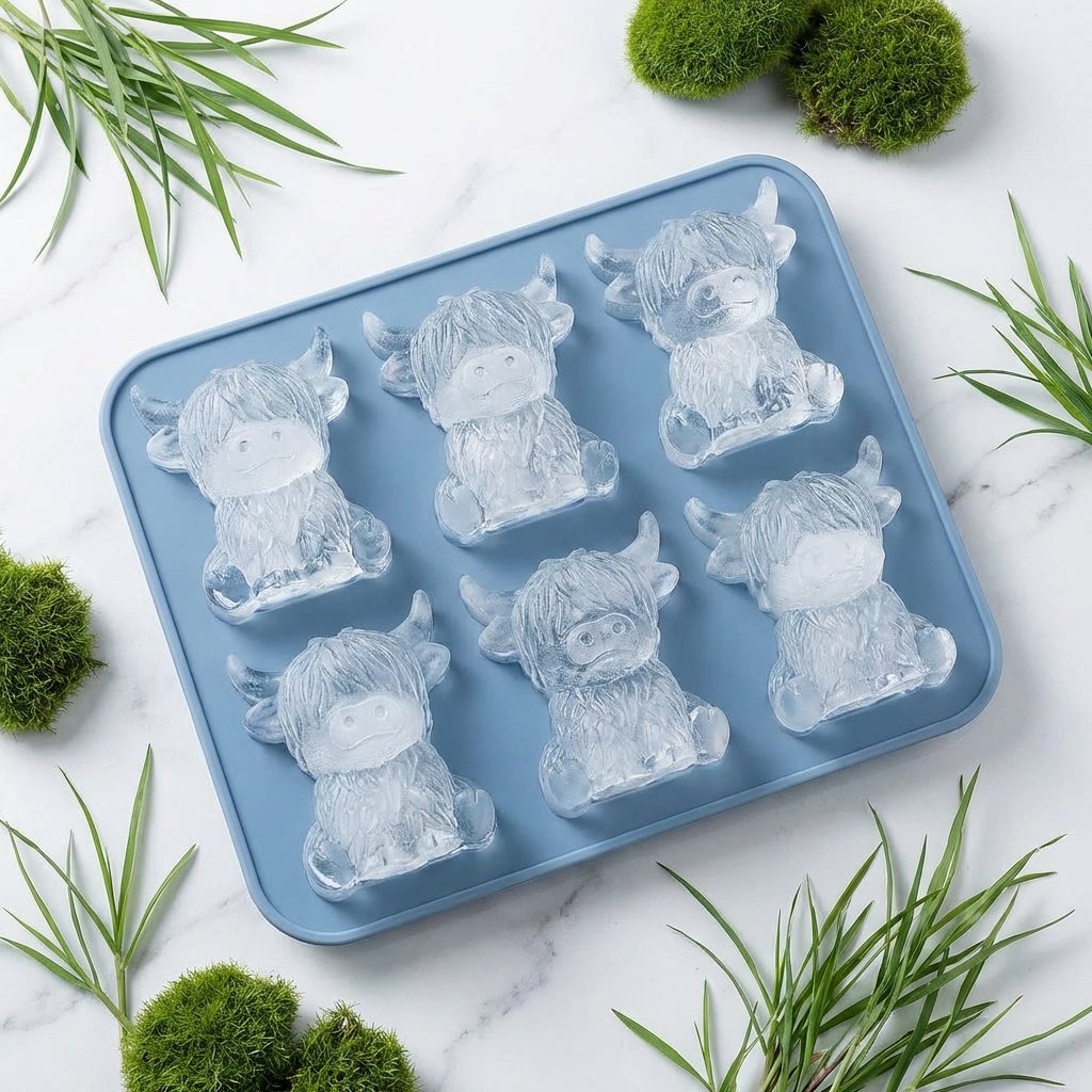 ⏳Last Day Special Price ￡6.99!!🐮 Mini Highland Cow Ice Cube Mold – Cute 3D Ice for Drinks, Parties & Gifts– UK Ready! 🇬🇧