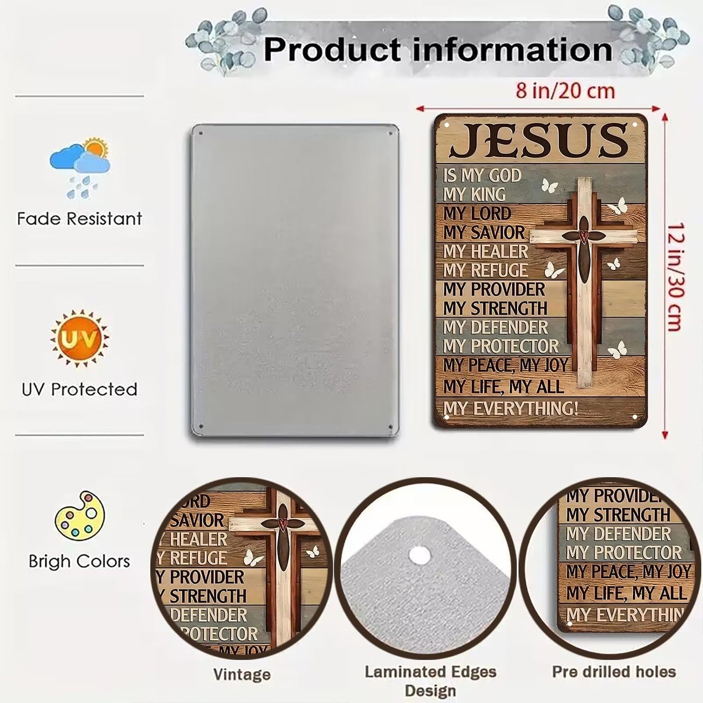 ✝️Christian Gifts for Women Men Jesus Is My God My King My Everything Vintage Tin Sign🙏