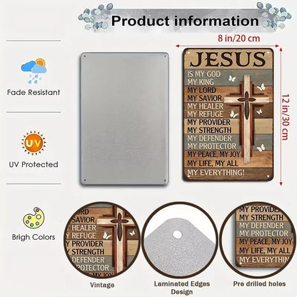 ✝️Christian Gifts for Women Men Jesus Is My God My King My Everything Vintage Tin Sign🙏