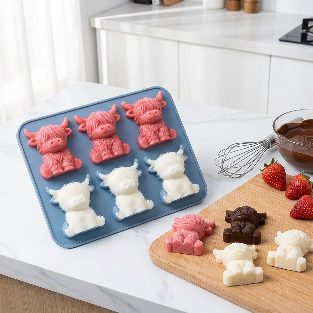 ⏳Last Day Special Price ￡6.99!!🐮 Mini Highland Cow Ice Cube Mold – Cute 3D Ice for Drinks, Parties & Gifts– UK Ready! 🇬🇧