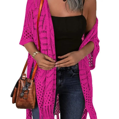 🔥 LIMITED-TIME Just £15.99!!😍Women’s Oversized Knit Cardigan – Lightweight Crochet Tassel Kimono for Spring & Summer 🌸