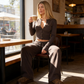 💖LAST DAY SALE 50% OFF!!✨Women's Mid Rise Drawstring Waist Straight Leg Trousers + Long Sleeve Button Up Front Fitted Top set