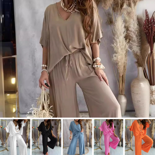 ✨49% OFF💖Solid Color Women's Loose Fit Jumpsuit Set