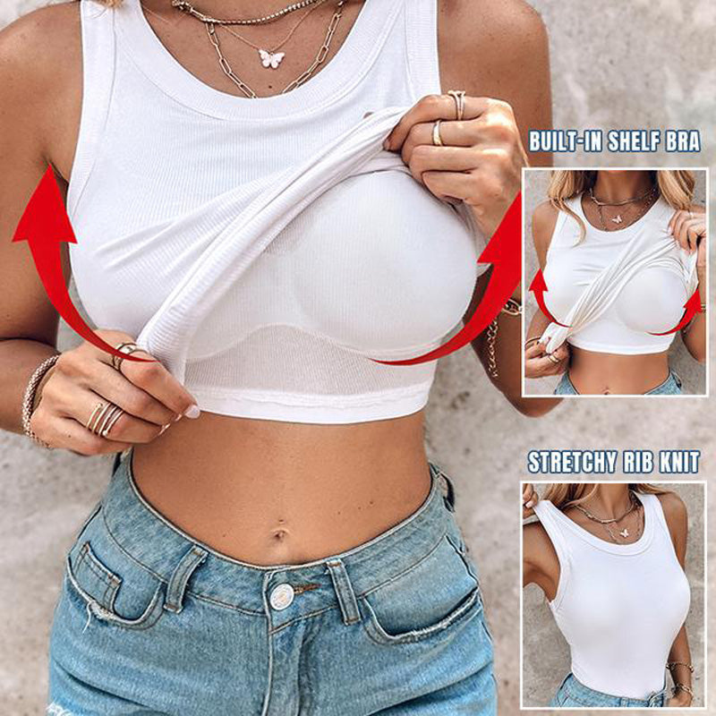 💖2026 HOT SALE 60% Off💕💖Ribbed Stretchy Tank Top with Shelf Bra