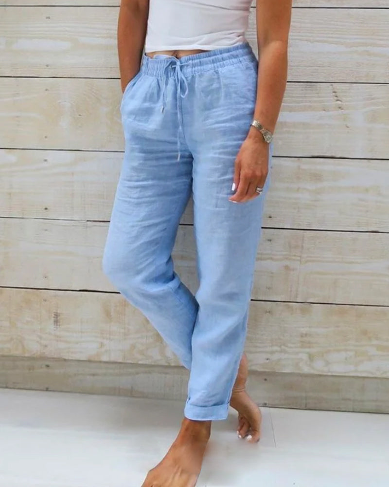 🌟LAST DAY SPECIAL PRICE: ￡9.99!!🌟Women's Elastic Waist Cotton Linen Casual Pants
