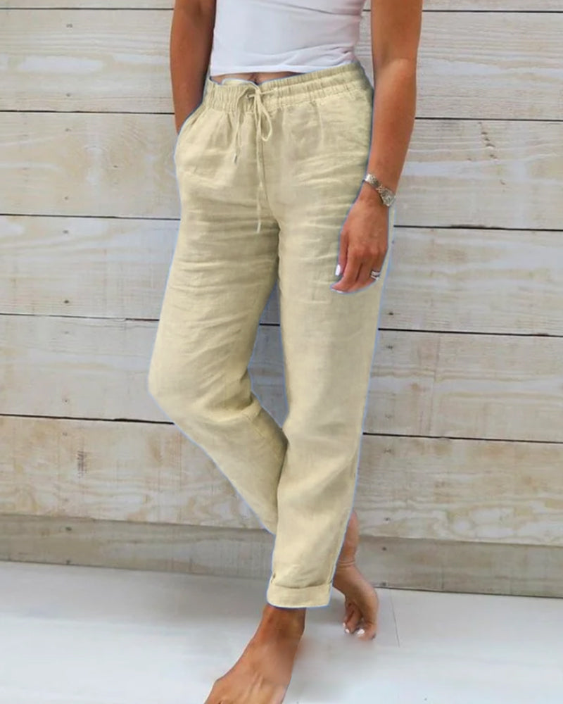 🌟LAST DAY SPECIAL PRICE: ￡9.99!!🌟Women's Elastic Waist Cotton Linen Casual Pants