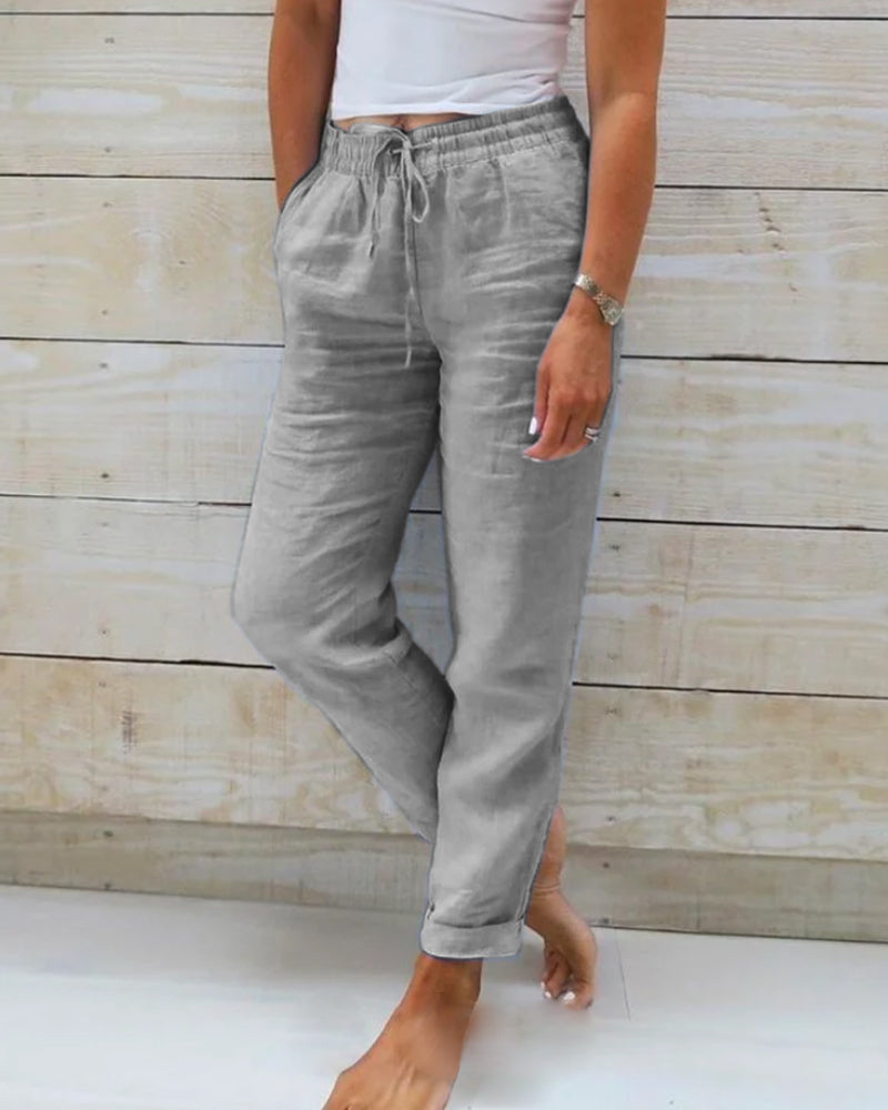 🌟LAST DAY SPECIAL PRICE: ￡9.99!!🌟Women's Elastic Waist Cotton Linen Casual Pants