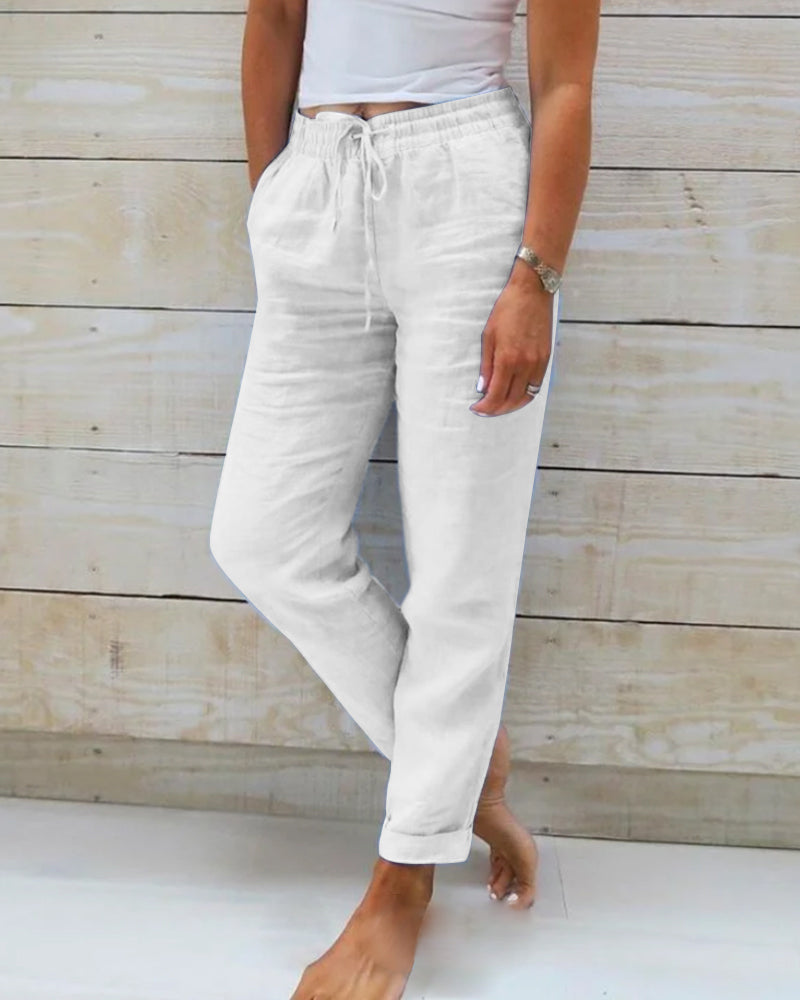 🌟LAST DAY SPECIAL PRICE: ￡9.99!!🌟Women's Elastic Waist Cotton Linen Casual Pants