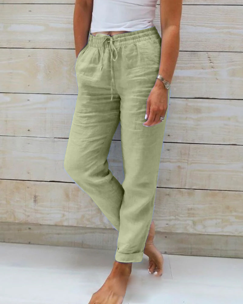 🌟LAST DAY SPECIAL PRICE: ￡9.99!!🌟Women's Elastic Waist Cotton Linen Casual Pants