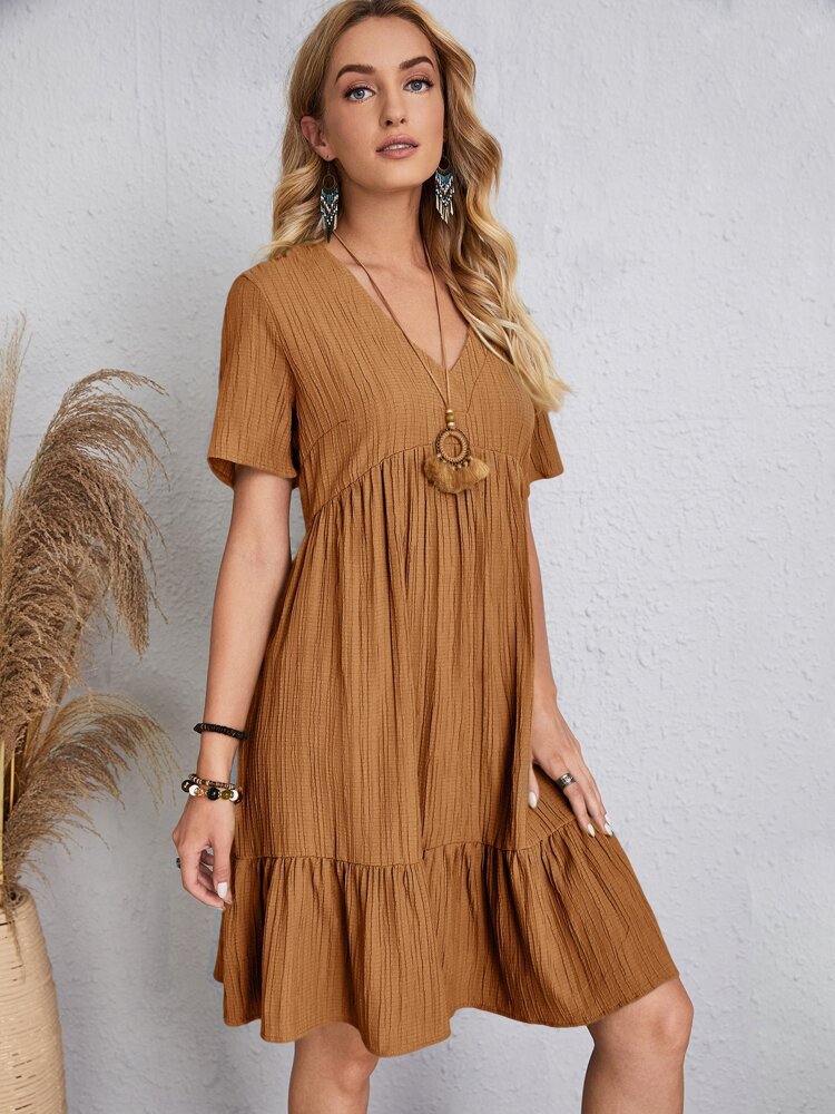 💝Hot Sale 60% Off🎁Retro V-neck Loose Casual Dress💖Buy 2 Free Shipping