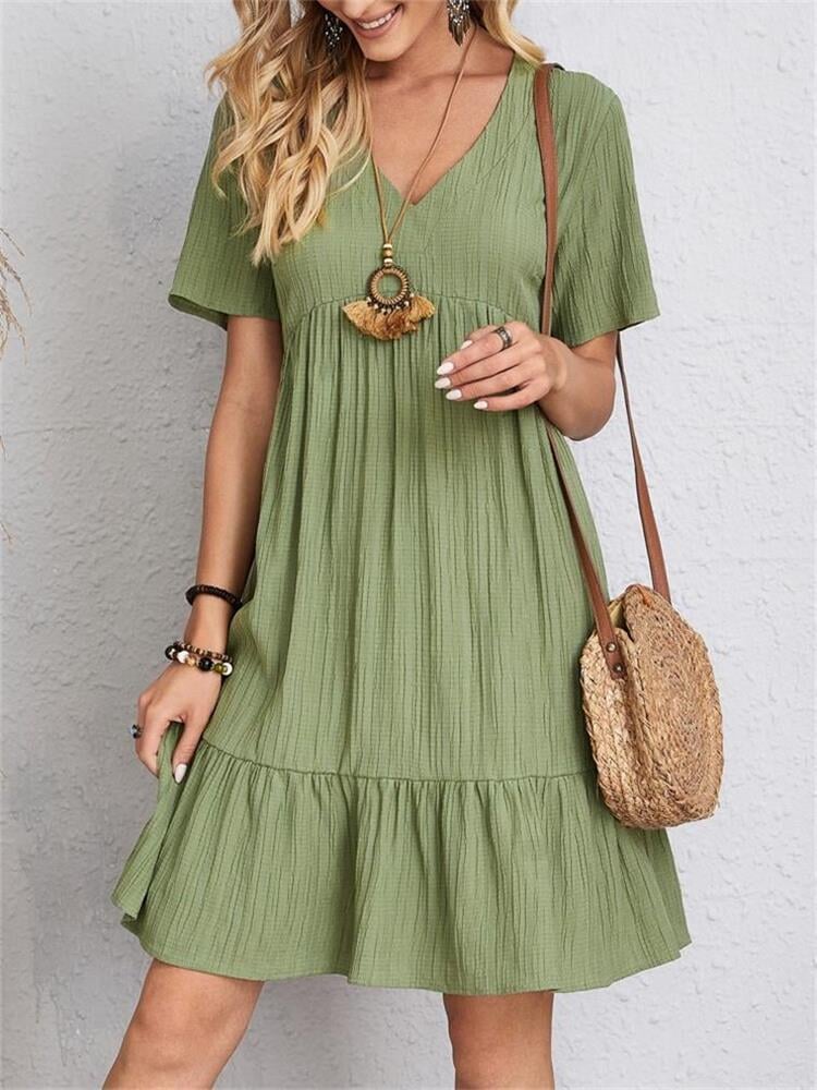 💝Hot Sale 60% Off🎁Retro V-neck Loose Casual Dress💖Buy 2 Free Shipping
