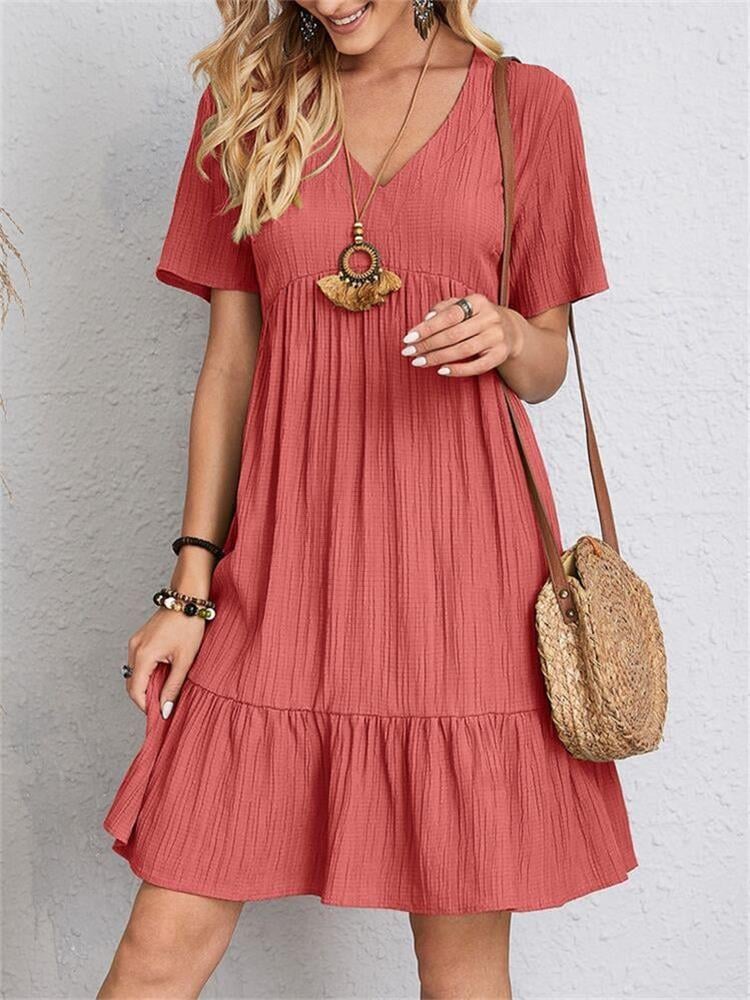 💝Hot Sale 60% Off🎁Retro V-neck Loose Casual Dress💖Buy 2 Free Shipping