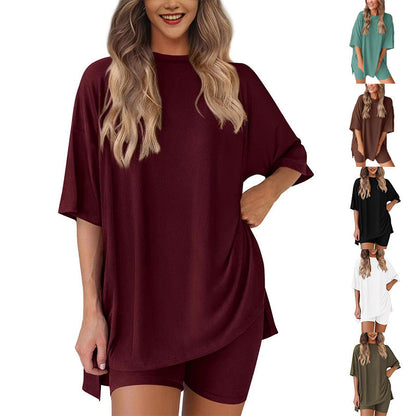 🌸2026 Limited Hot Sale 49% OFF🌸Casual Oversized 2-Piece Lounge Set with Crewneck & Split Hem💃
