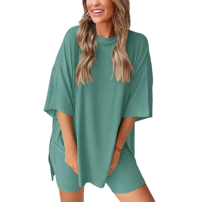 🌸2026 Limited Hot Sale 49% OFF🌸Casual Oversized 2-Piece Lounge Set with Crewneck & Split Hem💃