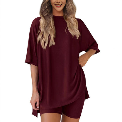 🌸2026 Limited Hot Sale 49% OFF🌸Casual Oversized 2-Piece Lounge Set with Crewneck & Split Hem💃