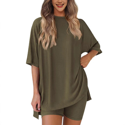 🌸2026 Limited Hot Sale 49% OFF🌸Casual Oversized 2-Piece Lounge Set with Crewneck & Split Hem💃