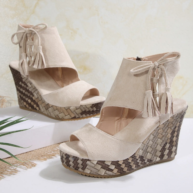 🔥 Hot Sale 🔥Women's Tassel Open Toe Platform Wedge Sandals