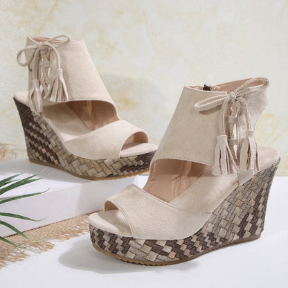 🔥 Hot Sale 🔥Women's Tassel Open Toe Platform Wedge Sandals