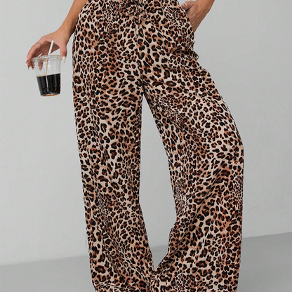 💖LAST DAY SALE 50% OFF💷Women's Summer Wide Leg Pants Flowy Drawstring Elastic Waist Trousers with Pockets