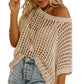 ✨Last Day Special Price £11.99!!💥⏰Womens Casual Short Sleeve Hollow Out Pullover Knit Tops