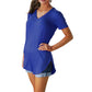 🔥Last Day 49% OFF💖Women's V-neck Short Sleeve Curved Hem Tee Top