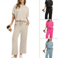 🌸Hot Sale 50% OFF💖Women’s Summer Oversized Wide Leg Crop Pants Two Piece Outfits Set
