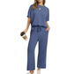 🌸Hot Sale 50% OFF💖Women’s Summer Oversized Wide Leg Crop Pants Two Piece Outfits Set