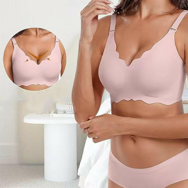 Deep V Plunge Push-up Wirefree Seamless Bra