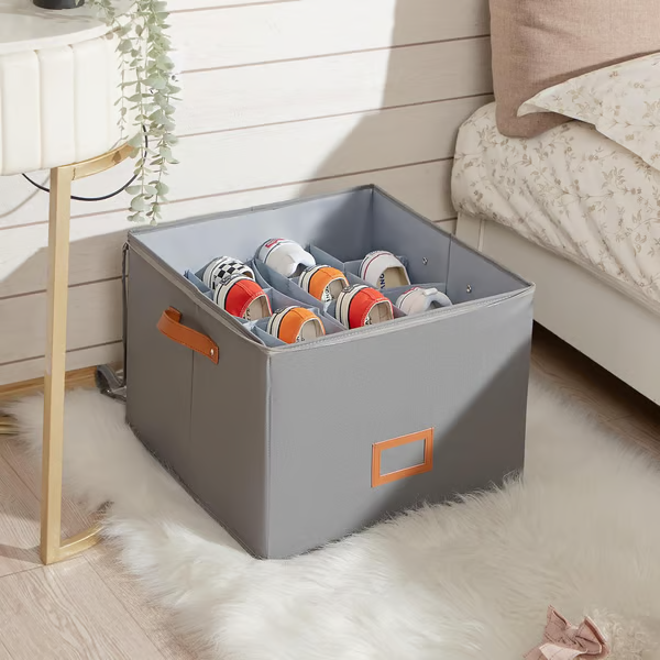 ⏰🔥LIMITED TIME 49% OFF! 👟 Fabric Shoe Organizer Storage Box – Foldable, Large Capacity, Dustproof & Breathable for Closet & Bedroom 🧺✨-UK