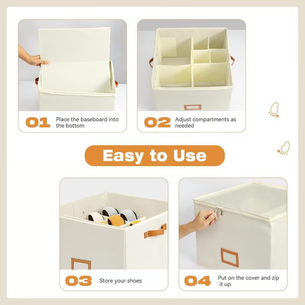 ⏰🔥LIMITED TIME 49% OFF! 👟 Fabric Shoe Organizer Storage Box – Foldable, Large Capacity, Dustproof & Breathable for Closet & Bedroom 🧺✨-UK