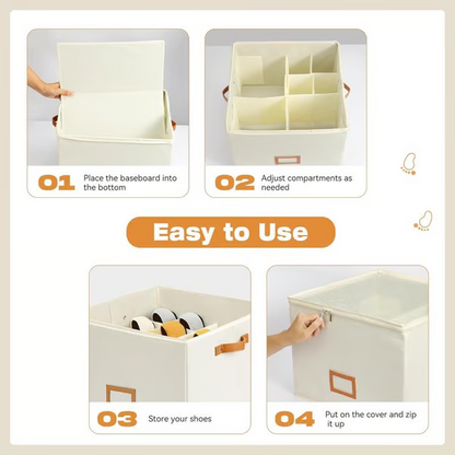 ⏰🔥LIMITED TIME 49% OFF! 👟 Fabric Shoe Organizer Storage Box – Foldable, Large Capacity, Dustproof & Breathable for Closet & Bedroom 🧺✨-UK