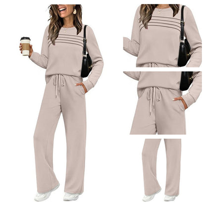 🔥LAST DAY SALE 70% OFF👍✨Women's Crew Neck Top & Drawstring Pants Short Set