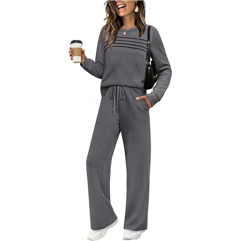 🔥LAST DAY SALE 70% OFF👍✨Women's Crew Neck Top & Drawstring Pants Short Set