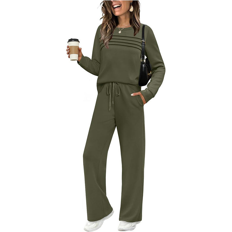 🔥LAST DAY SALE 70% OFF👍✨Women's Crew Neck Top & Drawstring Pants Short Set