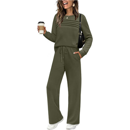 🔥LAST DAY SALE 70% OFF👍✨Women's Crew Neck Top & Drawstring Pants Short Set
