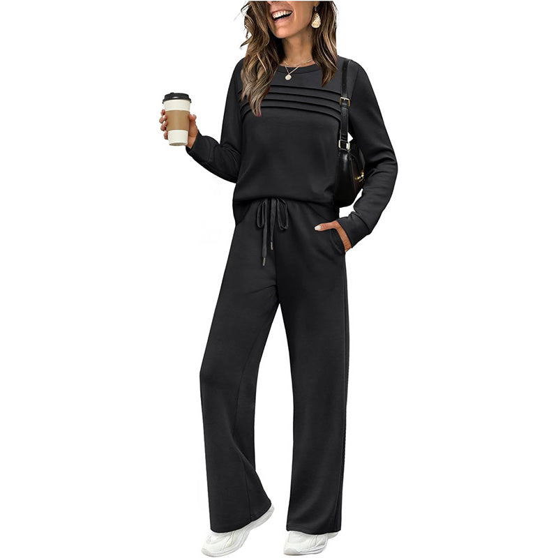 🔥LAST DAY SALE 70% OFF👍✨Women's Crew Neck Top & Drawstring Pants Short Set