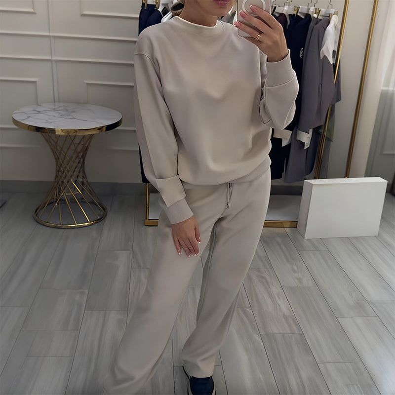 ⏳Time-Limited Special⏰Women's Fashion Round Neck Tops ＆ Pants 2-Piece Set