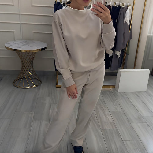 ⏳Time-Limited Special⏰Women's Fashion Round Neck Tops ＆ Pants 2-Piece Set