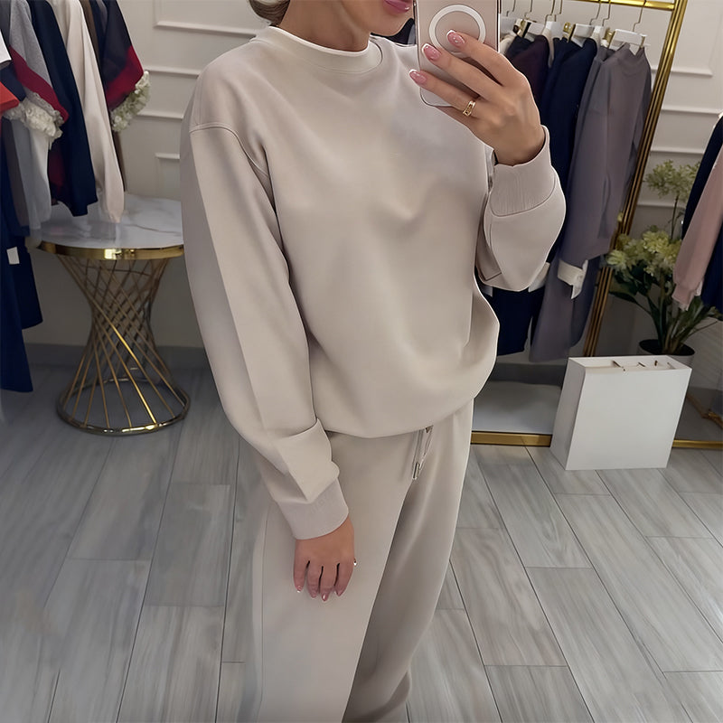 ⏳Time-Limited Special⏰Women's Fashion Round Neck Tops ＆ Pants 2-Piece Set