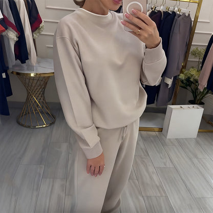 ⏳Time-Limited Special⏰Women's Fashion Round Neck Tops ＆ Pants 2-Piece Set