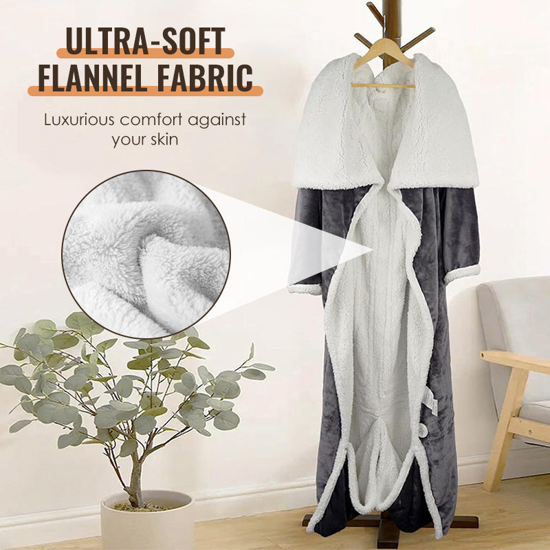 Flannel Wearable Heated Blanket with Sleeves