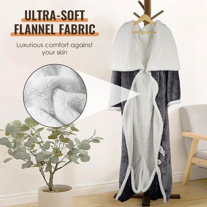 Flannel Wearable Heated Blanket with Sleeves
