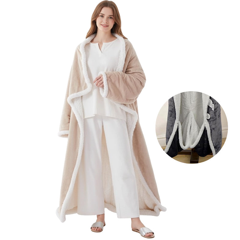 Flannel Wearable Heated Blanket with Sleeves