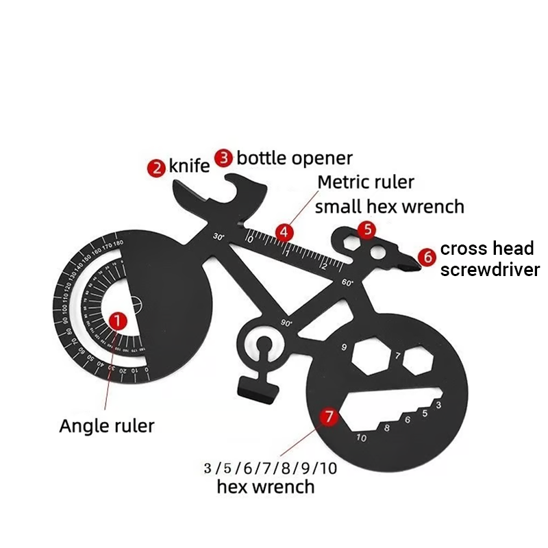 Portable Bicycle-Shaped Multi-Tool Card